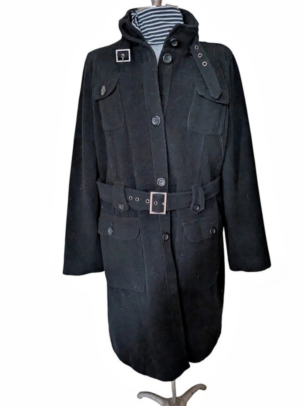 Lane Bryant Black Belted Wool Coat